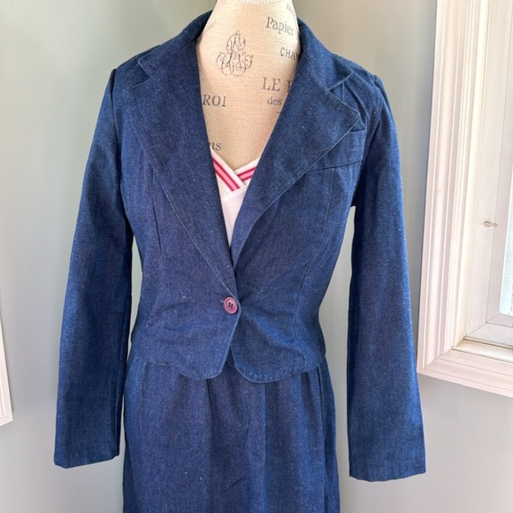 Vintage‎ 70’s/80’s dark wash jean midi skirt w/jacket EVC size 11 (vintage)